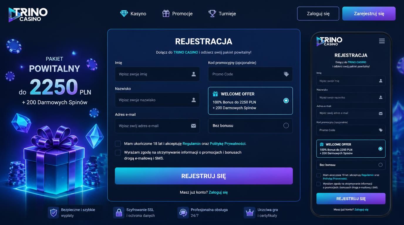  Formularz rejestracji z polem kodu promocyjnego 